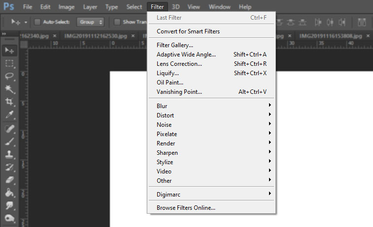 menu filter photoshop