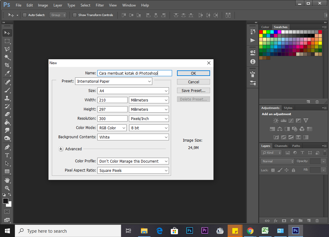 membuka dan membuat dokumen baru di photoshop